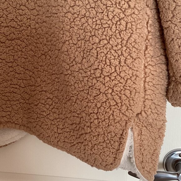 Me Jane Women's Open Front Teddy Jacket Coat Size S/P Hooded Sherpa Fleece Y2K - Picture 7 of 9